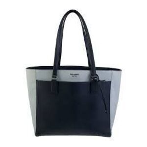 Kate Spade Cameron Tote Black Gray Leather Colorblock Office Career Laptop Bag